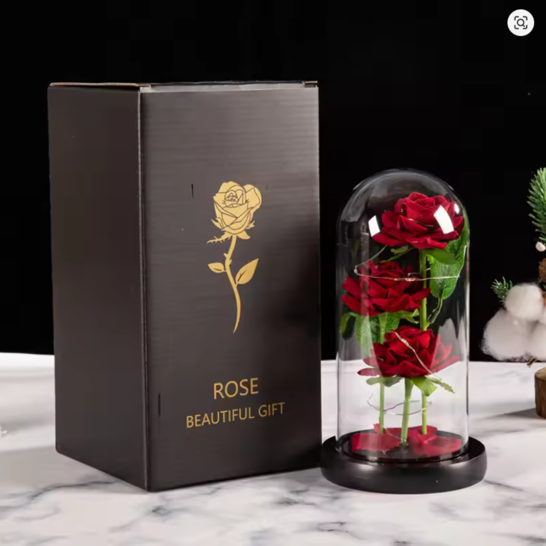 Eternal Rose in Glass Dome with LED Lights